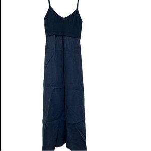 Loup The Knitted Slip Maxi Dress Medium Mixed Media Navy Sleeveless Boho NWT